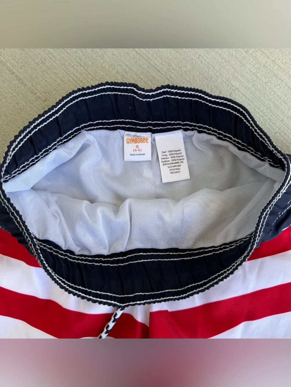 Gymboree Boys American Flag Swim Trunks w/Pockets - Red, White & Blue Size 5-6